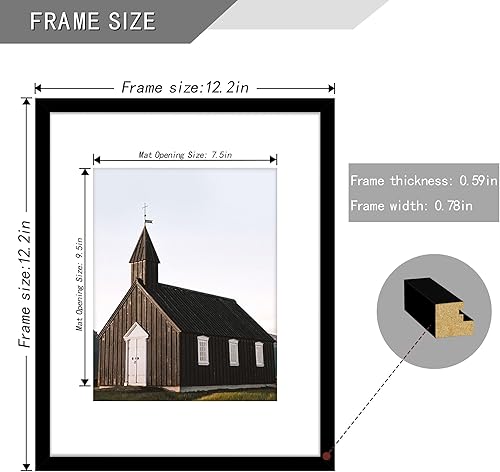 Miniatura 2 de Picrit Juego de 4 portarretratos de 11 x 14 pulgadas, hechos de vidrio real de alta definición, para exhibición de 8 x 10 pulgadas con paspartú o de