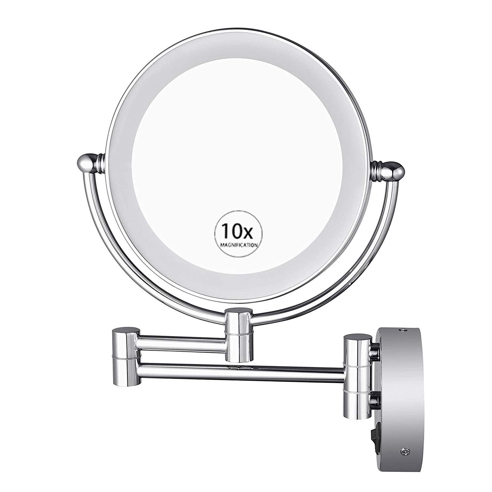Miroir maquillage grossissement puissant 10X rechargeable avec rotation libre