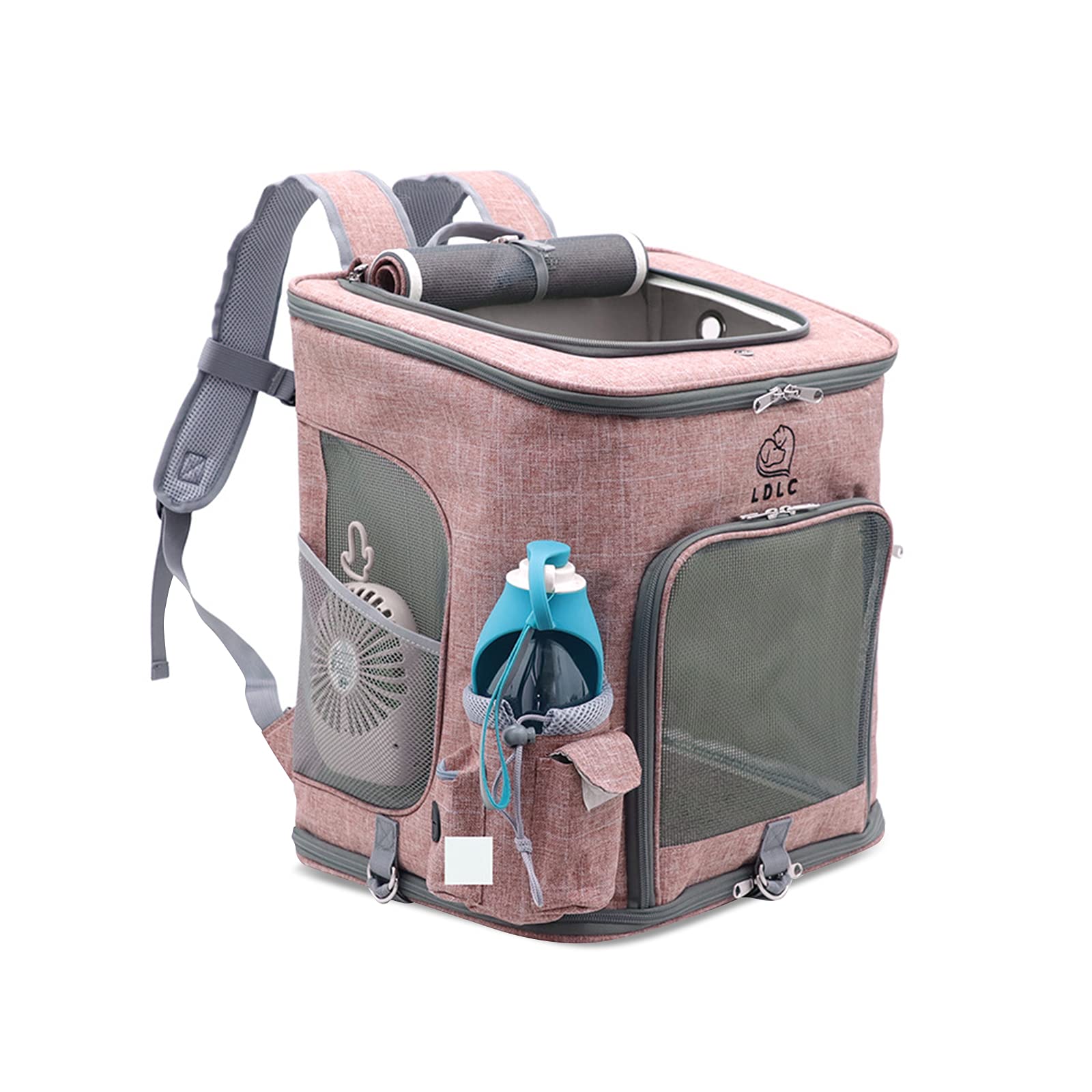 PETCUTE Mochila para Perro Gatos,Plegable Bolsa Transporte Transpirable y Espaciosa con Estructura de Alambre Sólido,Mochila Transportín Perro con Colchón Suave,Correa de Hombro Ajustable