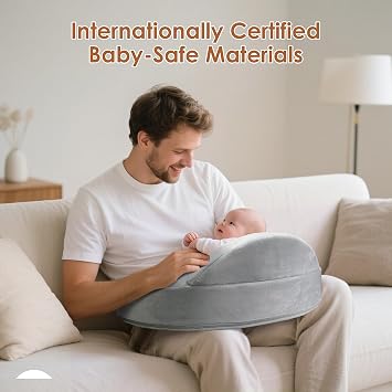 Hafızalı Köpük Emzirme Yastığı - Öncü Güvenlik Çitli-Ekstra Büyük Emzirme Yastığı, Ergonomik Konfor ve Destek için-Daha Kolay ve Sağlıklı Emzirme-Her Bedene Uygun, Çıkarılabilir Kapaklı