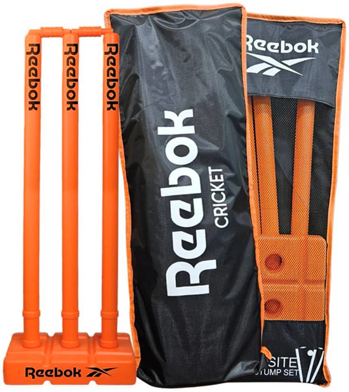 Reebok Heavy Plastic Cricket Stumps Set with Carry Bag | Durable Wicket Set for Kids & Adults | Practice Training Stumps for Indoor & Outdoor Cricket (Orange)-image-44
