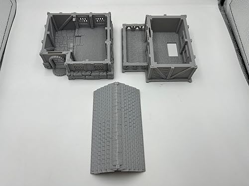 Miniatura 9 de HAUTICO Little Town Houses Scene, arquitectura paisaje de terreno para miniaturas de 0.984-1.181 in, juego de guerra impreso en 3D y se puede pintar