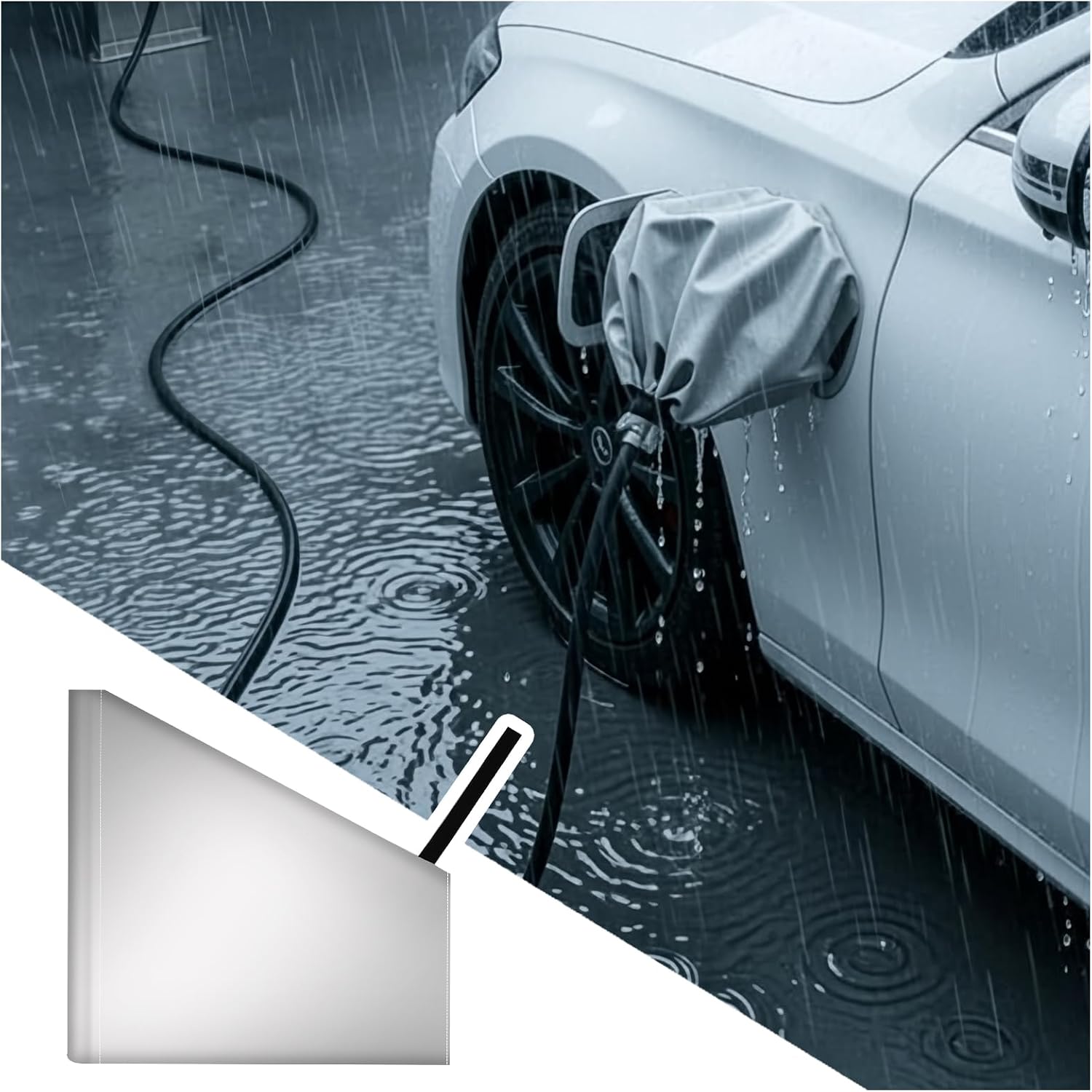 EV Charger Cover for Outdoor,Heavy-Duty Oxford Cloth Electric Car Charger Cover with Dual Magnetic Strips,Universal EV Charging Port Rain Covers Car Accessories for Most Vehicles