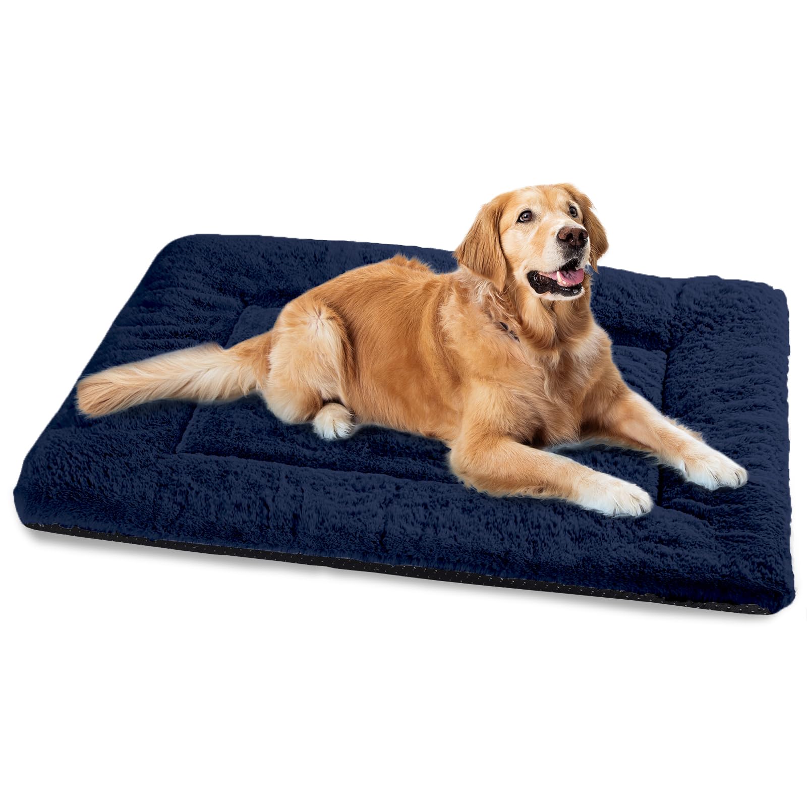 BaoDan Cuccia Cane Interno Taglia Grande, Cuscino Cane con Base Antiscivolo, 122x75 cm Cuscino per Cani Confortevole, Letto per Cani Gatto Lavabile, Pelosa Morbida, Bleu Marine