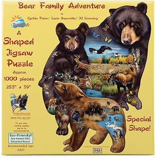 SUNSOUT INC - Bear Family Adventure - 1000 pc Special Shape Jigsaw Puzzle by Artist: Cynthie Fisher - Finished Size 25.5" x 39" Animals - MPN# 95732