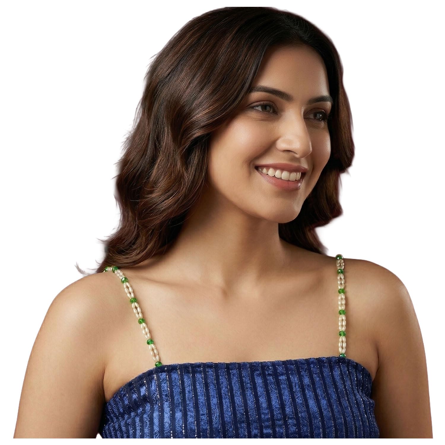 sheluxe Green & Pearl Beaded Bra Stra - Adjustable Replacement Bra Straps for Women – Compatible with All Bra Types-picture-16