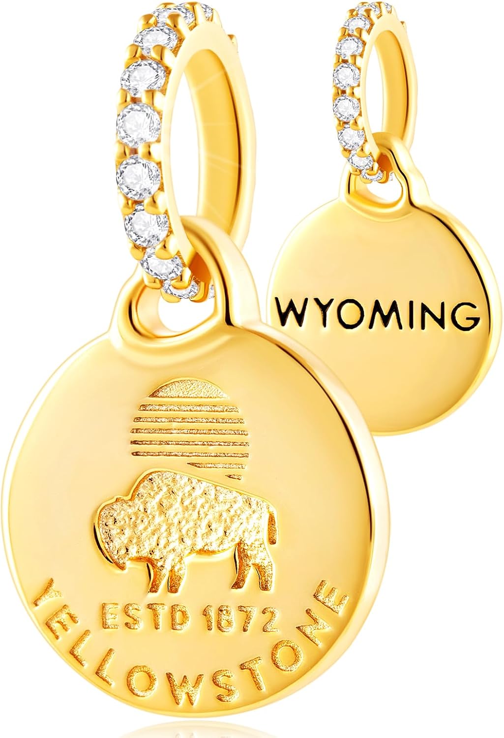 Yellowstone National Park Charm Pendant, fit Pandora Travel Souvenir Bracelet, 925 Sterling Silver Wyoming American Bison Wildlife Dangle Bead, Gift for Daughter/Mom Necklace - Image 5