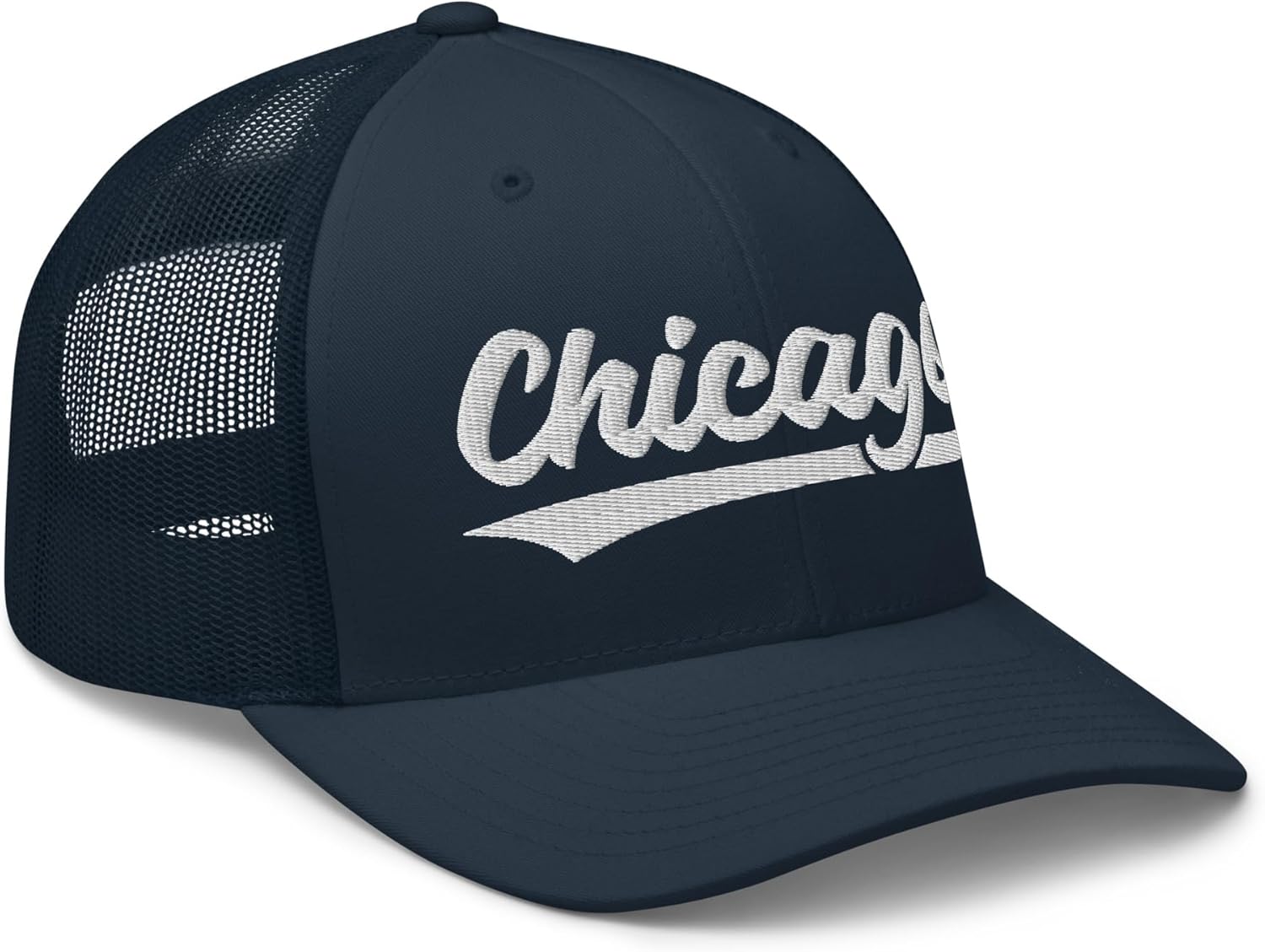 Vintage Chicago Baseball Script Mesh Retro Chicago Trucker Hat Cap