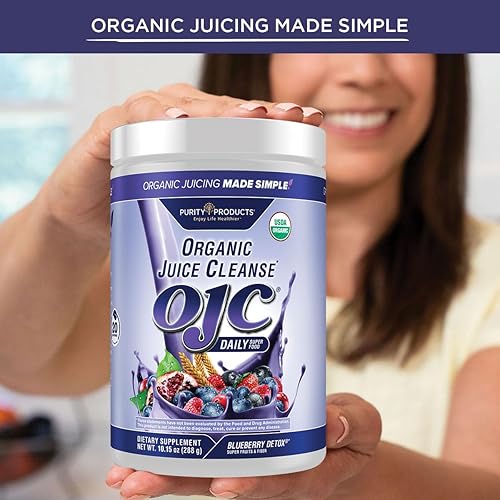 Miniatura 5 de Purity Products OJC Blueberry Detox - Limpiador de jugo orgánico certificado + alivio de gases - Probióticos OptiBiome, súper frutas orgánicas +