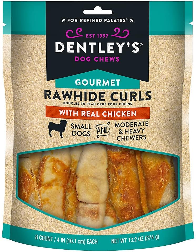 Dentley's Gourmet Rawhide Curls with Real Chicken 8ct (4'') Pet Supplies