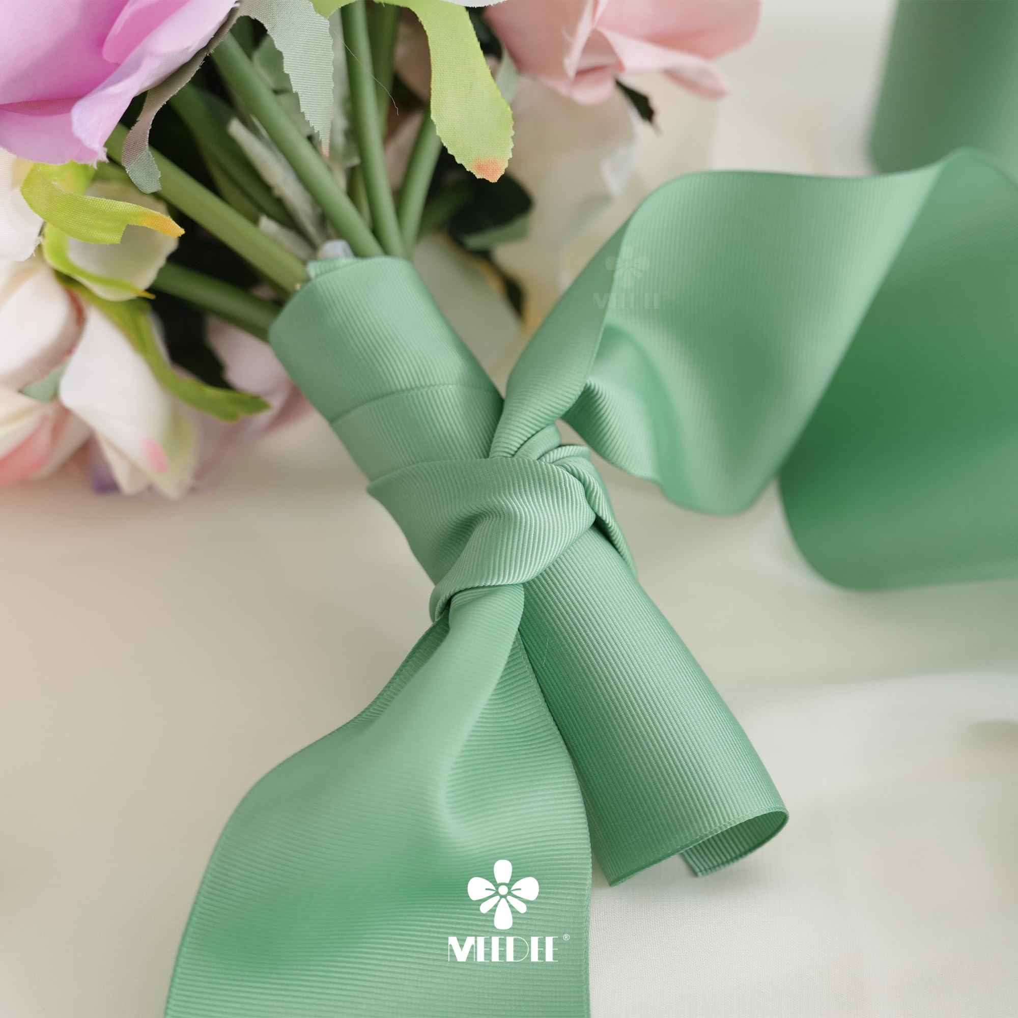 MEEDEE Sage Green Grosgrain Ribbon – 3 Inch Wide 10 Yard Roll For Hair Bows, Crafts, Gift Wrapping, Sewing