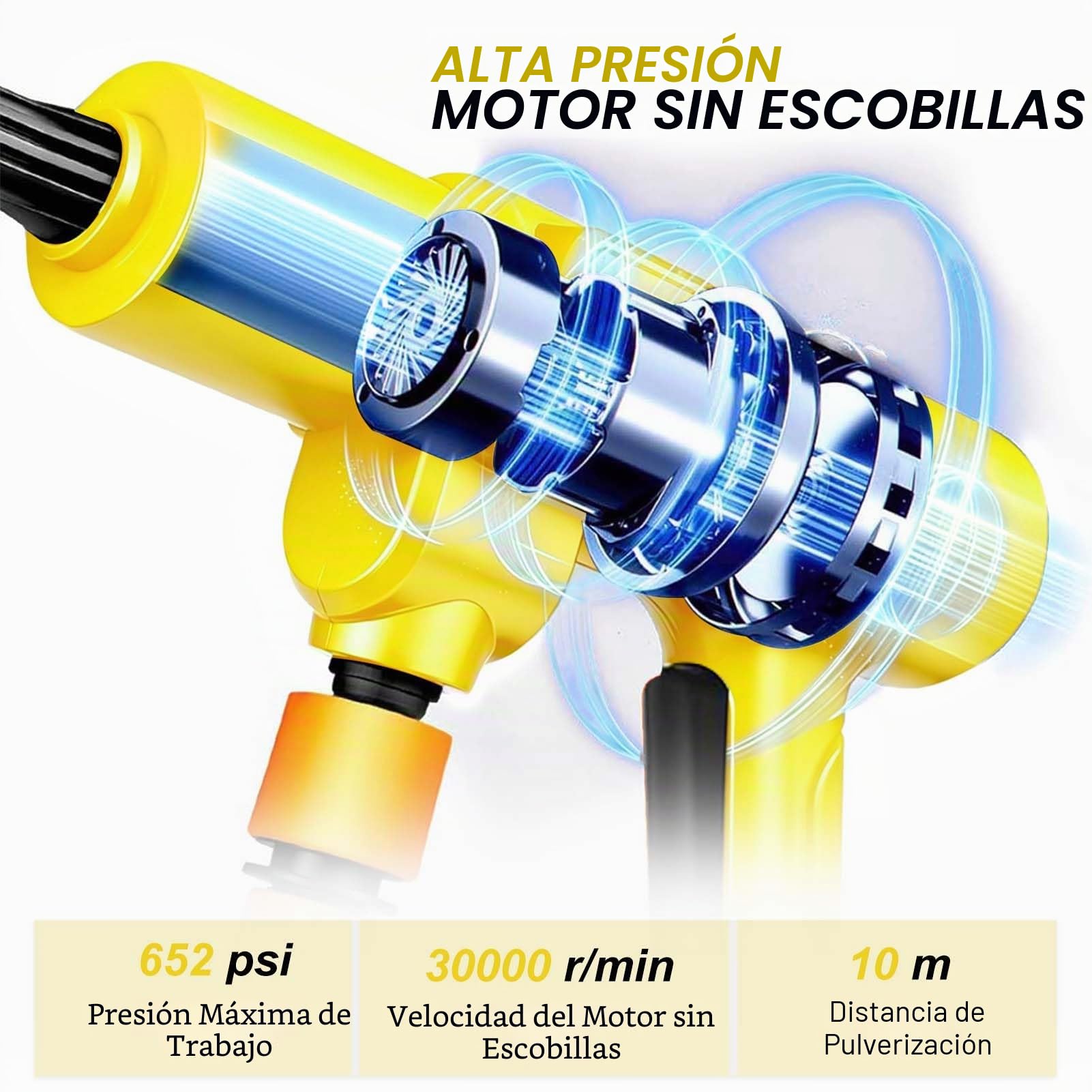 TOPALL Hidrolimpiadora Bateria Portatil,Press & Clean Pistola Lavado,Máximo 45Bar/652PSI,Pistola de Agua a Presión con Batería de 2 * 4.0Ah | Manguera de 8.5M | 6 en 1 Boquilla |Giratoria Boquilla