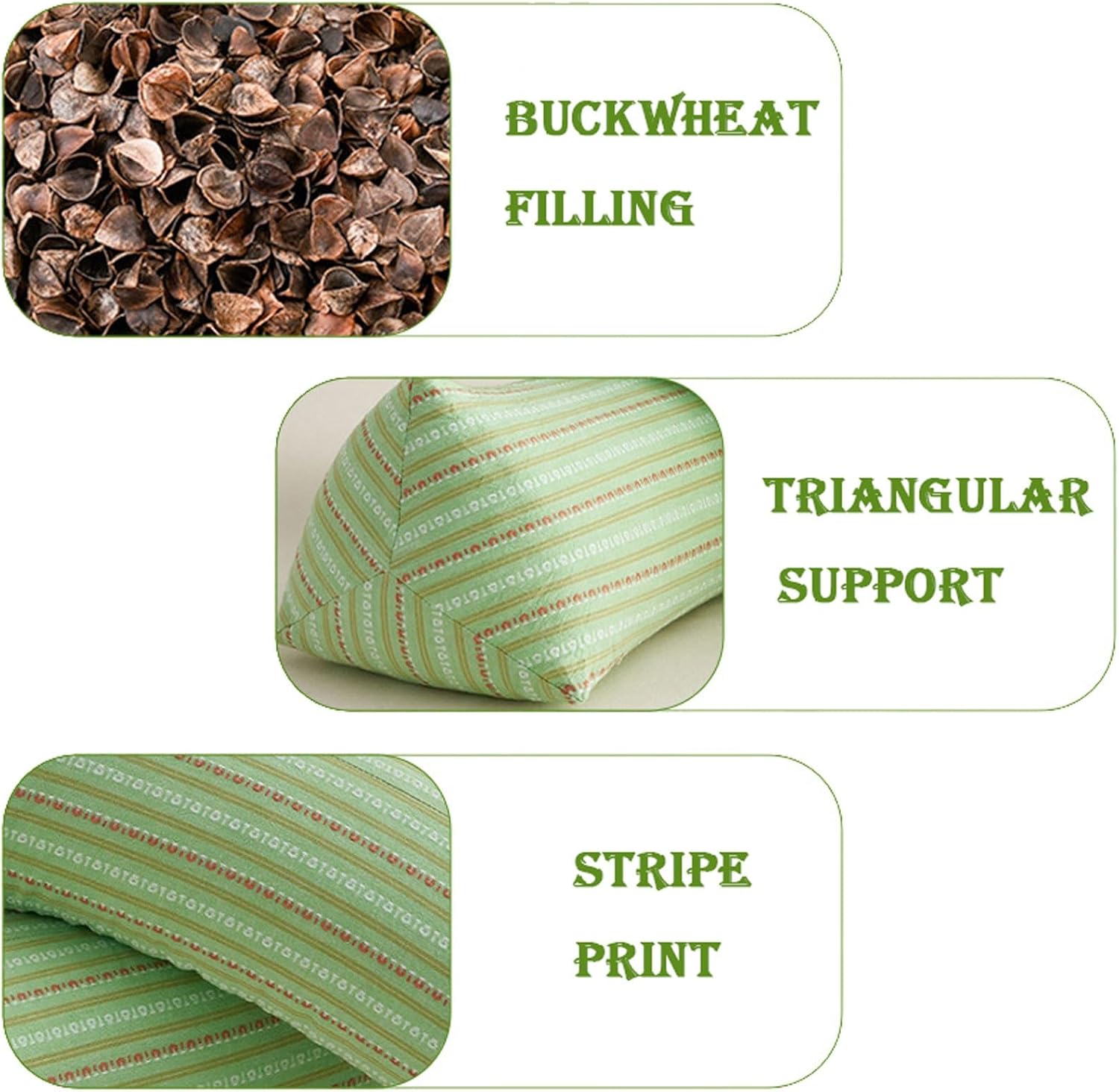 ZHIWEIKJ Dog Bone Neck Support Pillow with Buckwheat Hull Adjustable Cervical Pillow 3D Stripes Print Lumbar Pillow Separable Design Soft Breathable(M) - Image 6