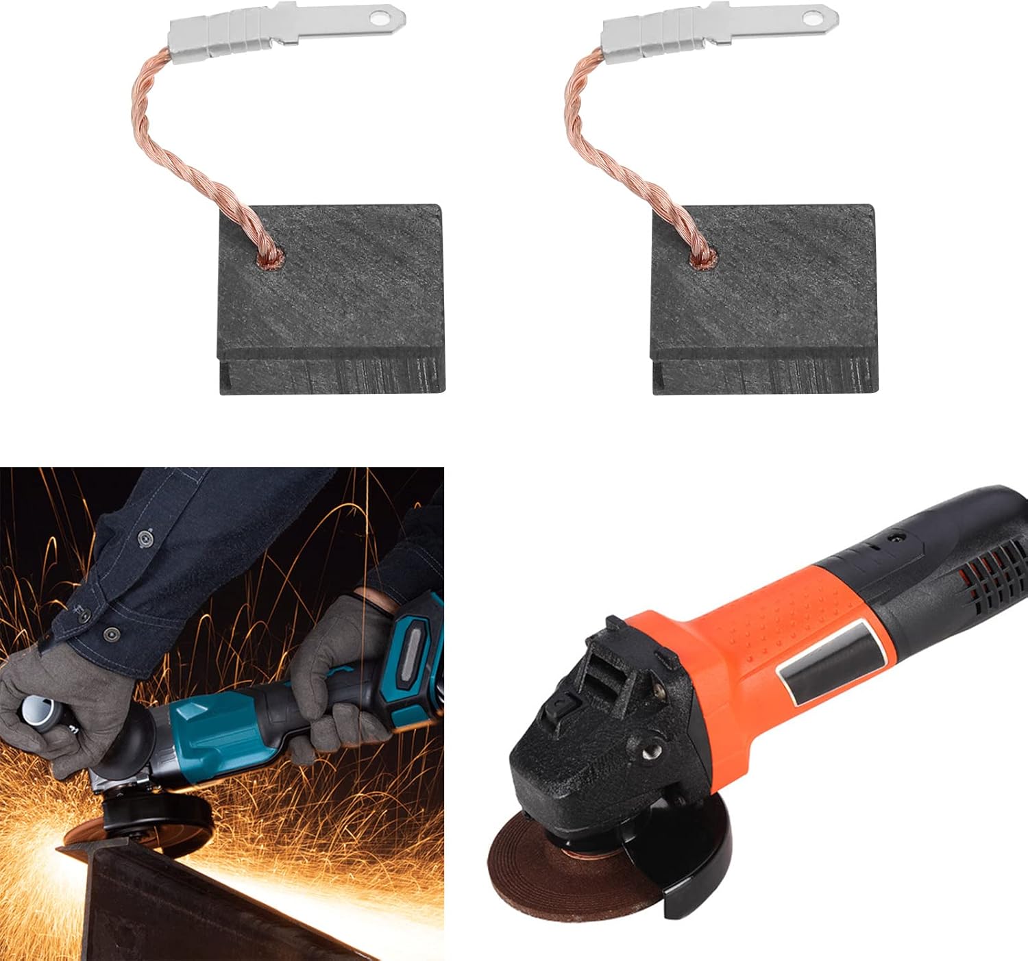 eMagTech 2 Pairs Carbon Brushes Compatible with Metabo W12-125 Angle Grinder Power Tools Electric Tools Motor Brushes Replacement Accessories 6x12.5x15mm