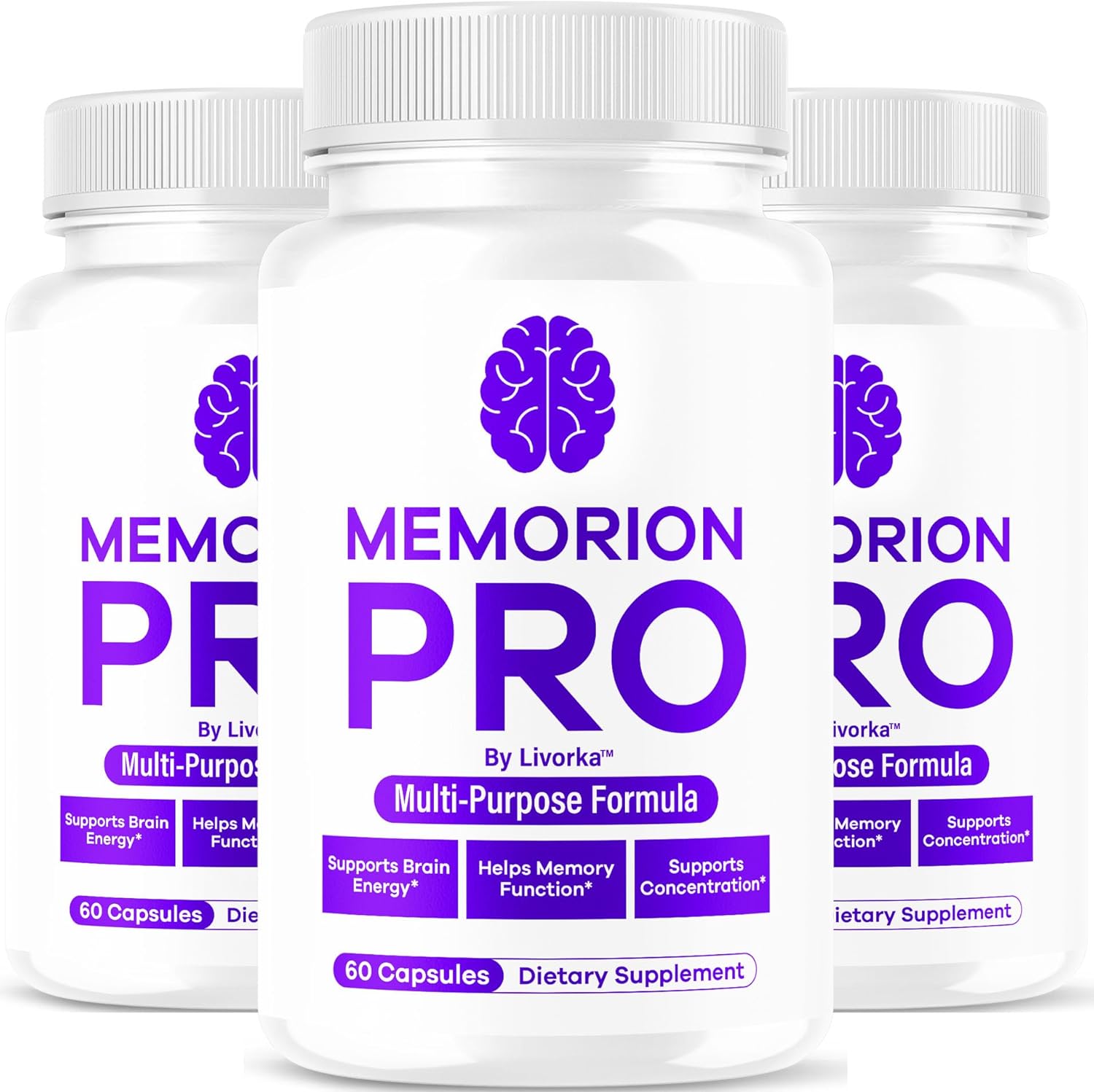 (3 Pack) Memorion Pro Multipurpose Capsules - Official Memorion Pro Daily Support Brain Health Supplement Pills Advanced Formula, MemorionPro Premium Brain & Memory Focus, 180 Capsules for 3 Months