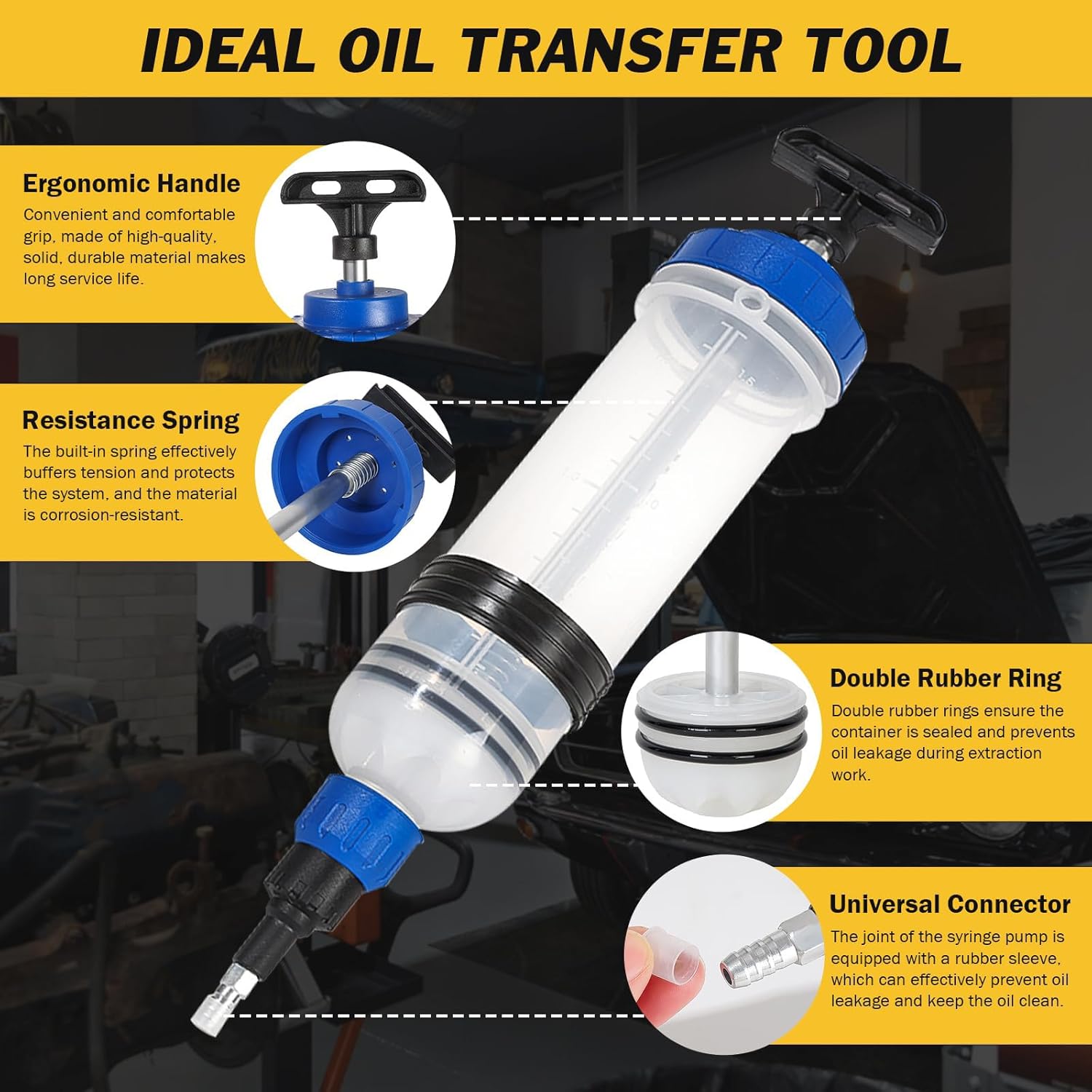 Ergonomic Hand Fluid Extractor 1500ml Large Capacity for Car Maintenance and Garage Use Oil Extraction Pumps Manual Transmission Fluid