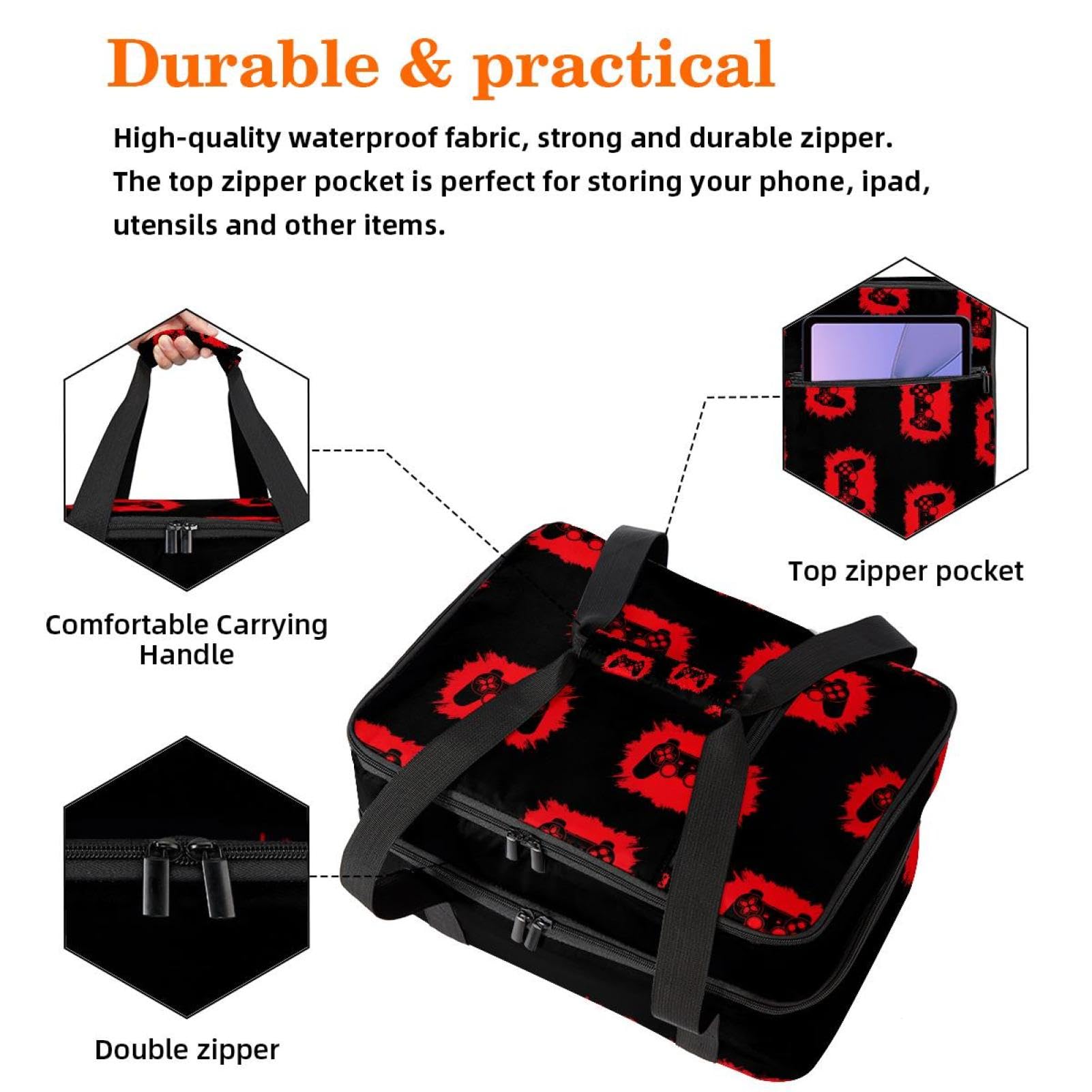 Grand sac à déjeuner isotherme pour homme et femme, double couche, étanche, étanche, réutilisable, sac fourre-tout pour le travail, l'école, le pique-nique, la plage, le camping, les voyages, motif