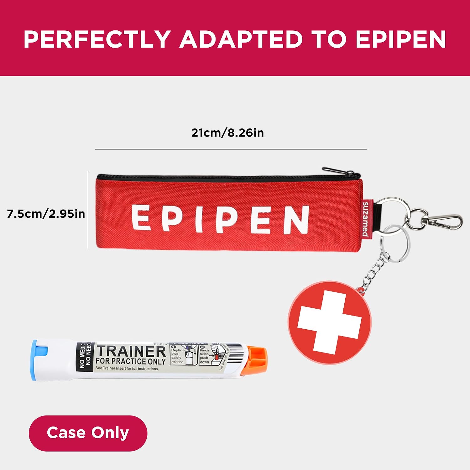 suzamed Emergency Medical Bag, Portable EpiPen Carry Case (2, Red+Red) image 4