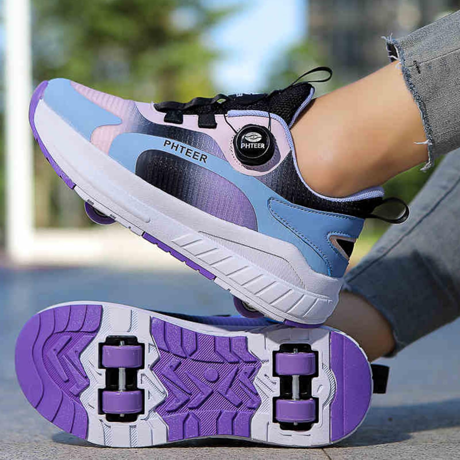 Zapatillas Deportivas con Ruedas para niños,Automática Calzado de Skateboarding,Zapatos con Ruedas para niñas,2 en 1,Multiusos,Retirable,Retráctil,para Regalos creativos de Vacaciones