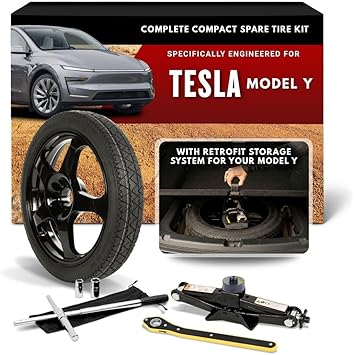 Modern Spare - Fits 2020-2026 Tesla Model Y Complete Compact Spare Tire Kit With Sub-Trunk Storage Assembly No Case
