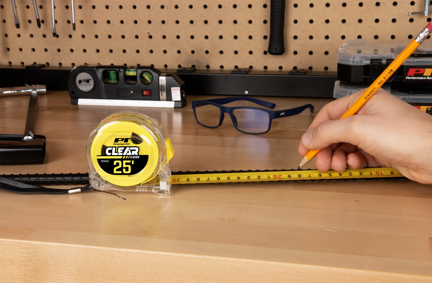PERFORMANCE TOOL W5006 Mini-Maßband Mit Schlüsselring – Robustes Taschenformat, Schwarz