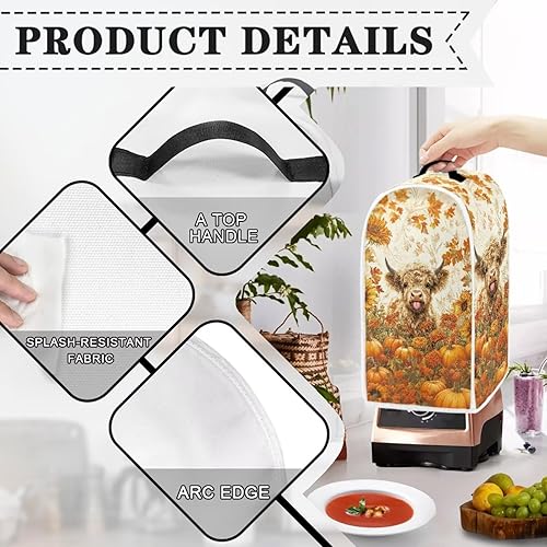 Vista 25 de Cubiertas de licuadora con diseño de poste de girasol, cubierta a prueba de polvo con asa, lavable para cocina, universal, para procesador de Cartel