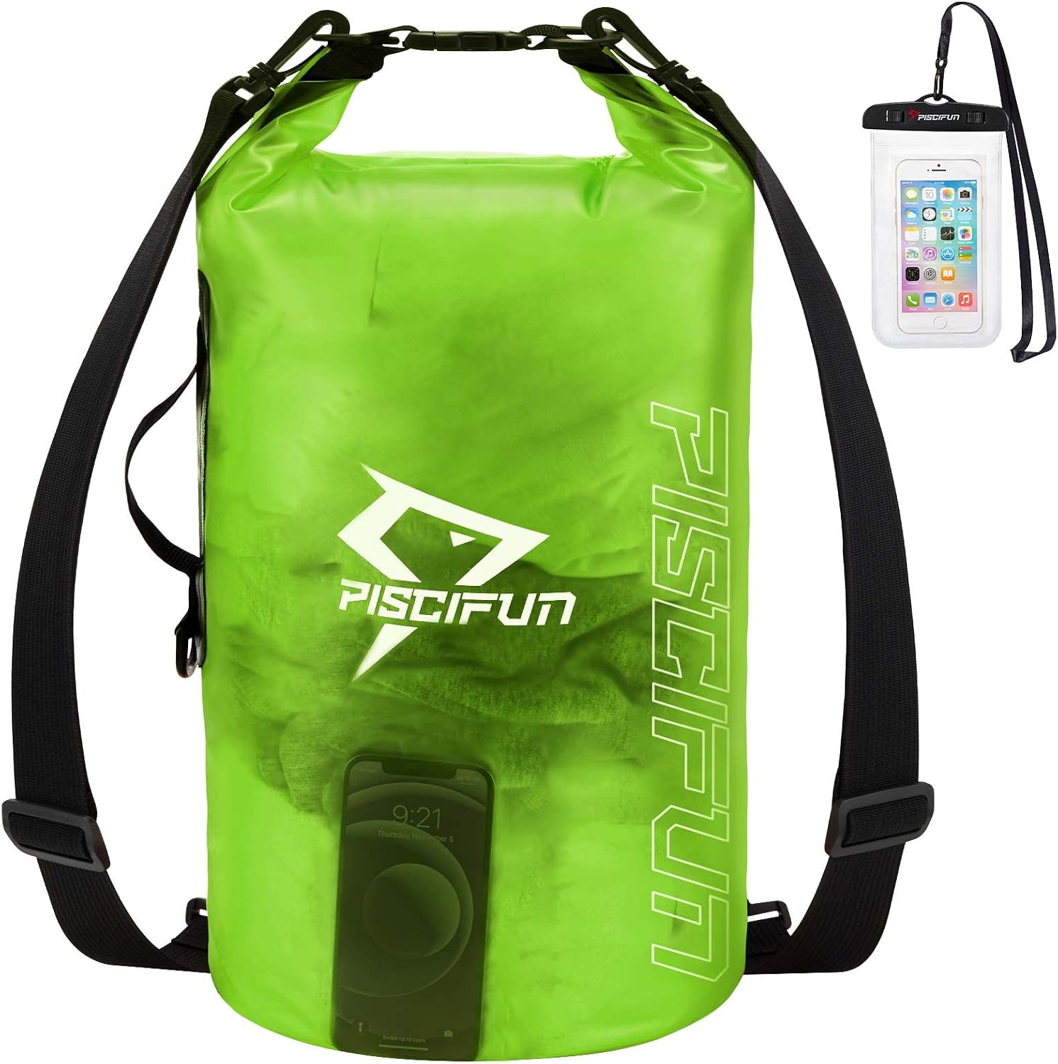 Piscifun Waterproof Dry Bag with Phone Case for Women and Men, Transparent Dry Bag 2L/5L/10L/20L/30L/40L, Lightweight Dry Bag Backpack for Beach, Swimming, Boating, Kayaking, Surfing and Fishing