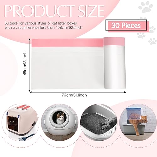Miniatura 2 de Sabary 30 forros grandes para cajas de arena para gatos con cordón, bolsas de basura resistentes para gatos y gatos, bolsas de basura gruesas para