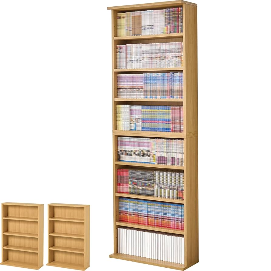 Amazon｜萩原 本棚 コミックラック 漫画 収納 スリム 【 縦に 連結