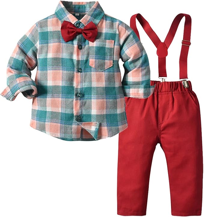 HHSclothing Baby,Clothing,Baby Boys 0-24m,Outfits & Clothing Sets HHSclothing Infant Jean Outfit Boys Toddler Boys Long Sleeve Plaid Prints T Shirt Tops Pants Child Kids Gentleman Outfits (Blue #2, 12-18 Months)