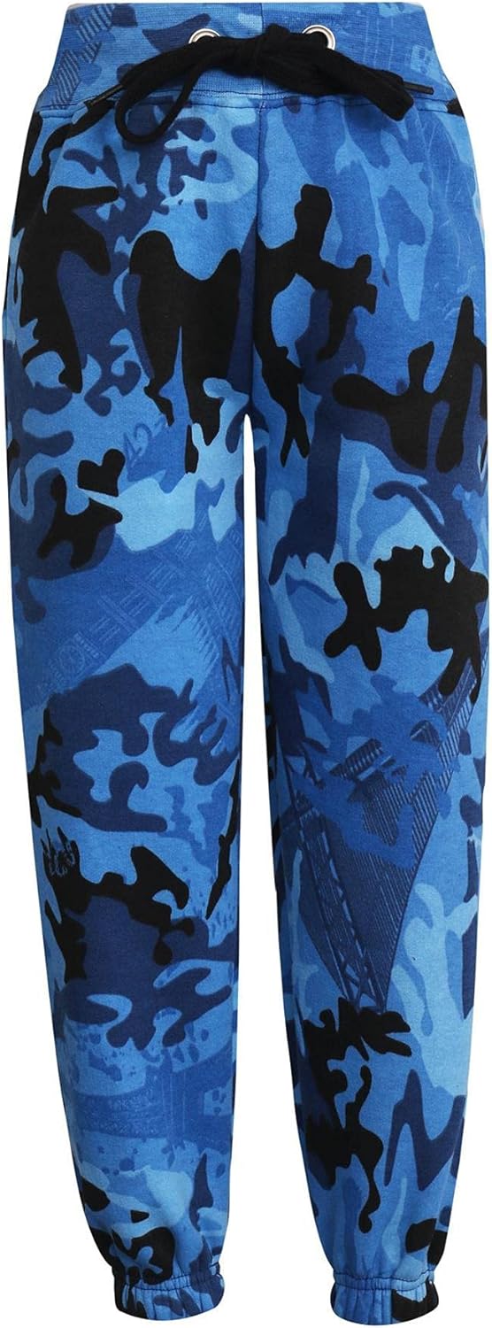 Kids Girls Boys Hooded Hoodie Camouflage Blue Tracksuit Jogging Suit Jogger 5-13