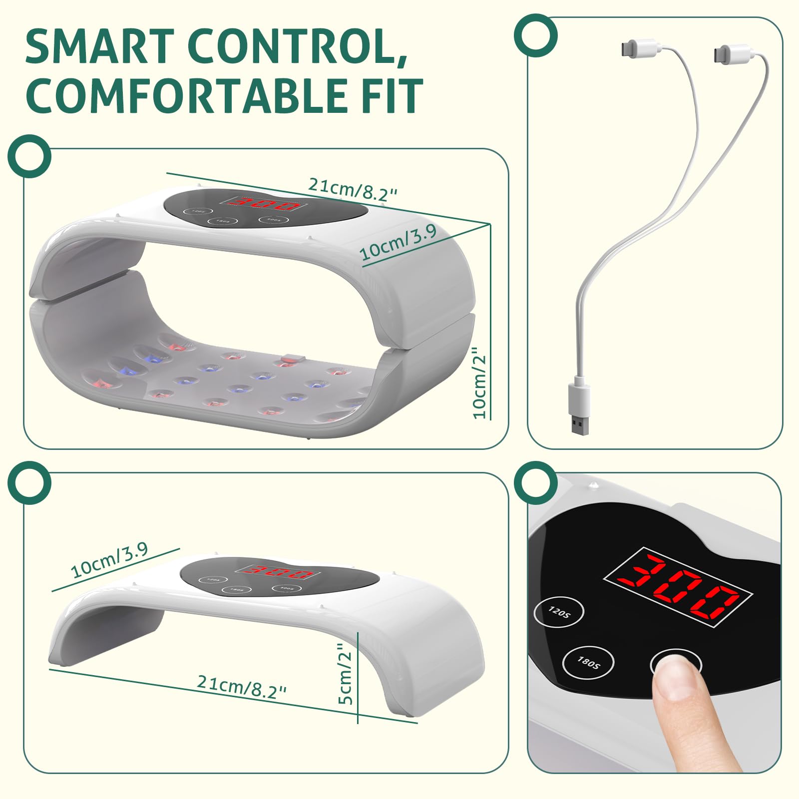iKeener Diseño Separable Aparato para Hongos Uñas para Todas las Uñas, 80 LEDs 460nm Respirable Luz Azul & 650nm Luz Roja Dispositivo para Uso Doméstico, 120s/180s/300s Timer