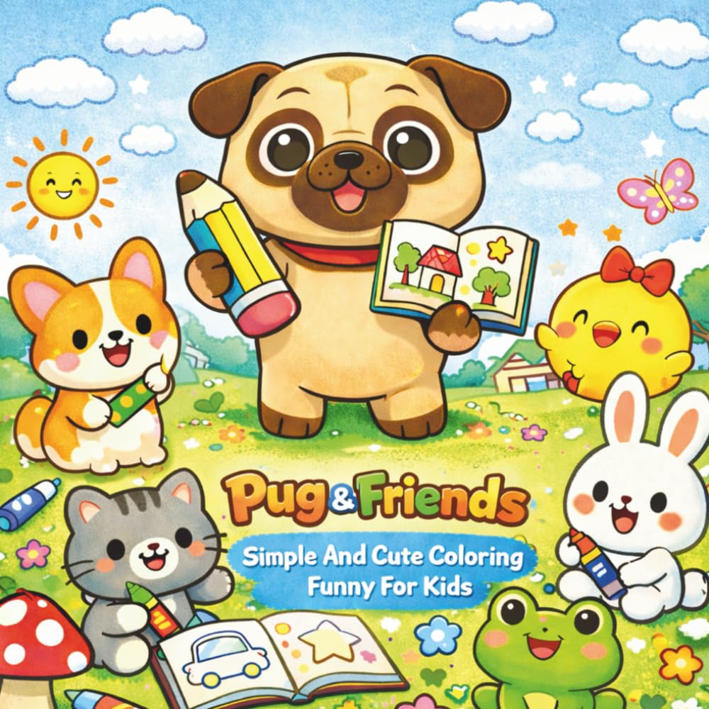 Daily Life Pug & Friends: Simple And Cute Coloring Funny For Kids