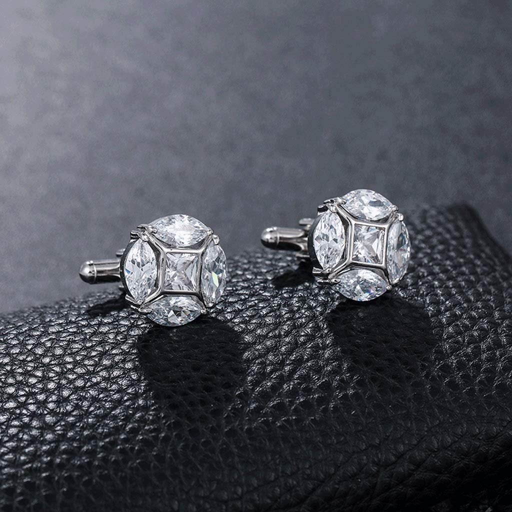 Gemelos Redondos de Cristal de circonita cúbica de Talla marquesa 3A para Hombre