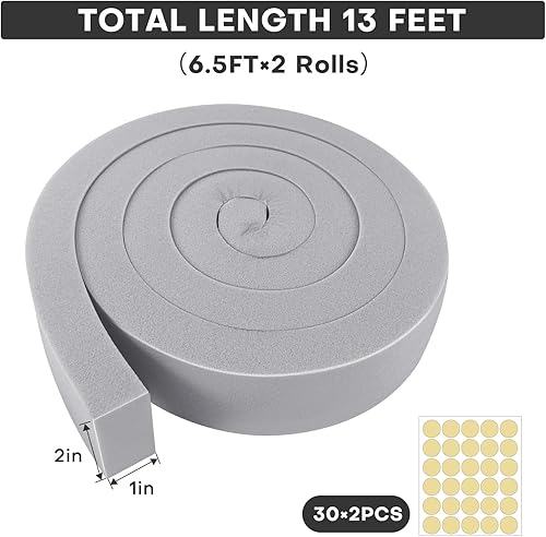 Miniatura 2 de Kit de sellado de ventana de CA con adhesivo, 2 tiras aislantes de espuma gris de 2 x 1 x 6.5 pies, espuma de aire acondicionado para unidades de