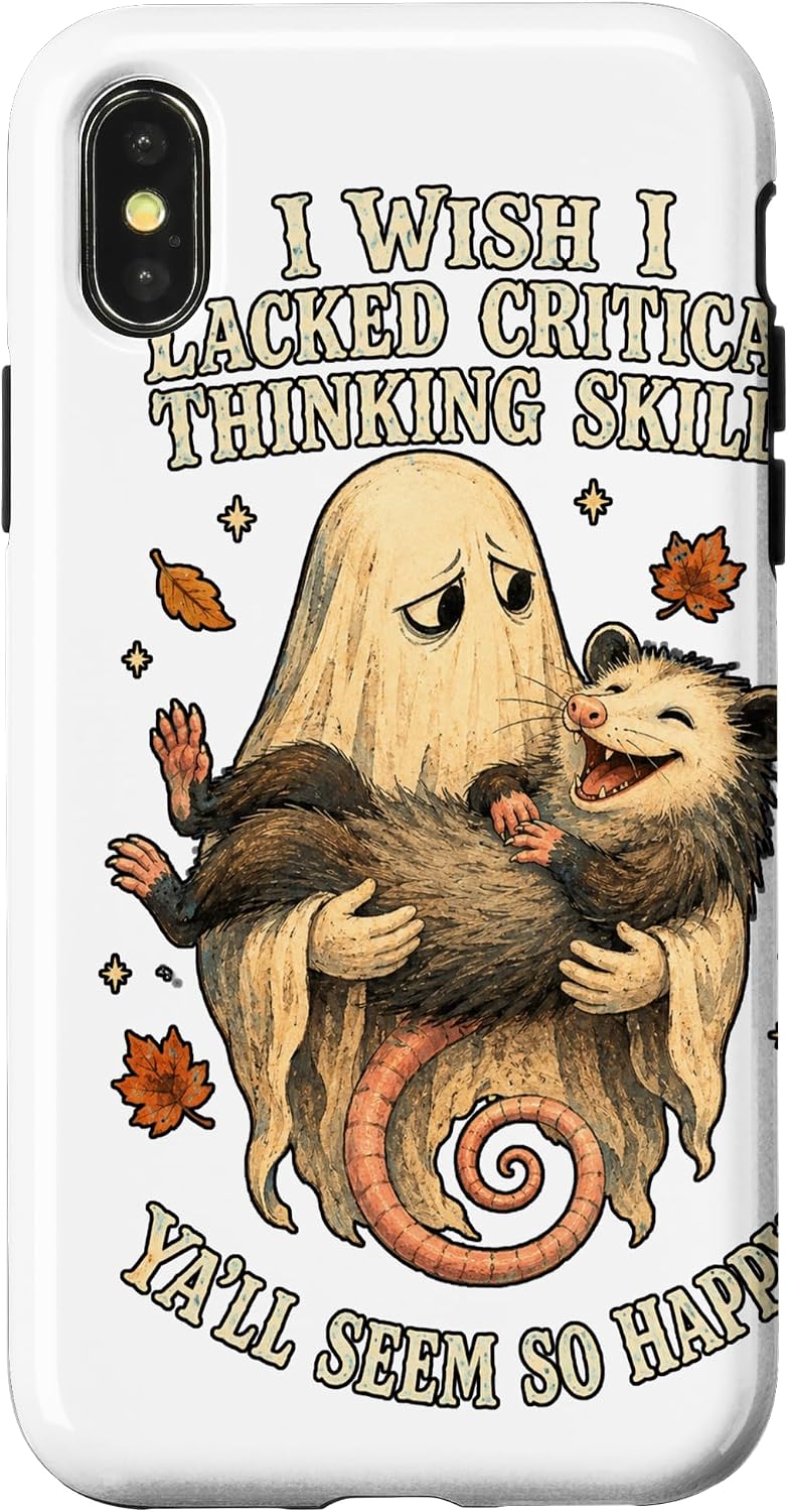 Wish I lacked Critical Thinking Yall Seem Happy Possum Ghost Case for iPhone 11 image 5