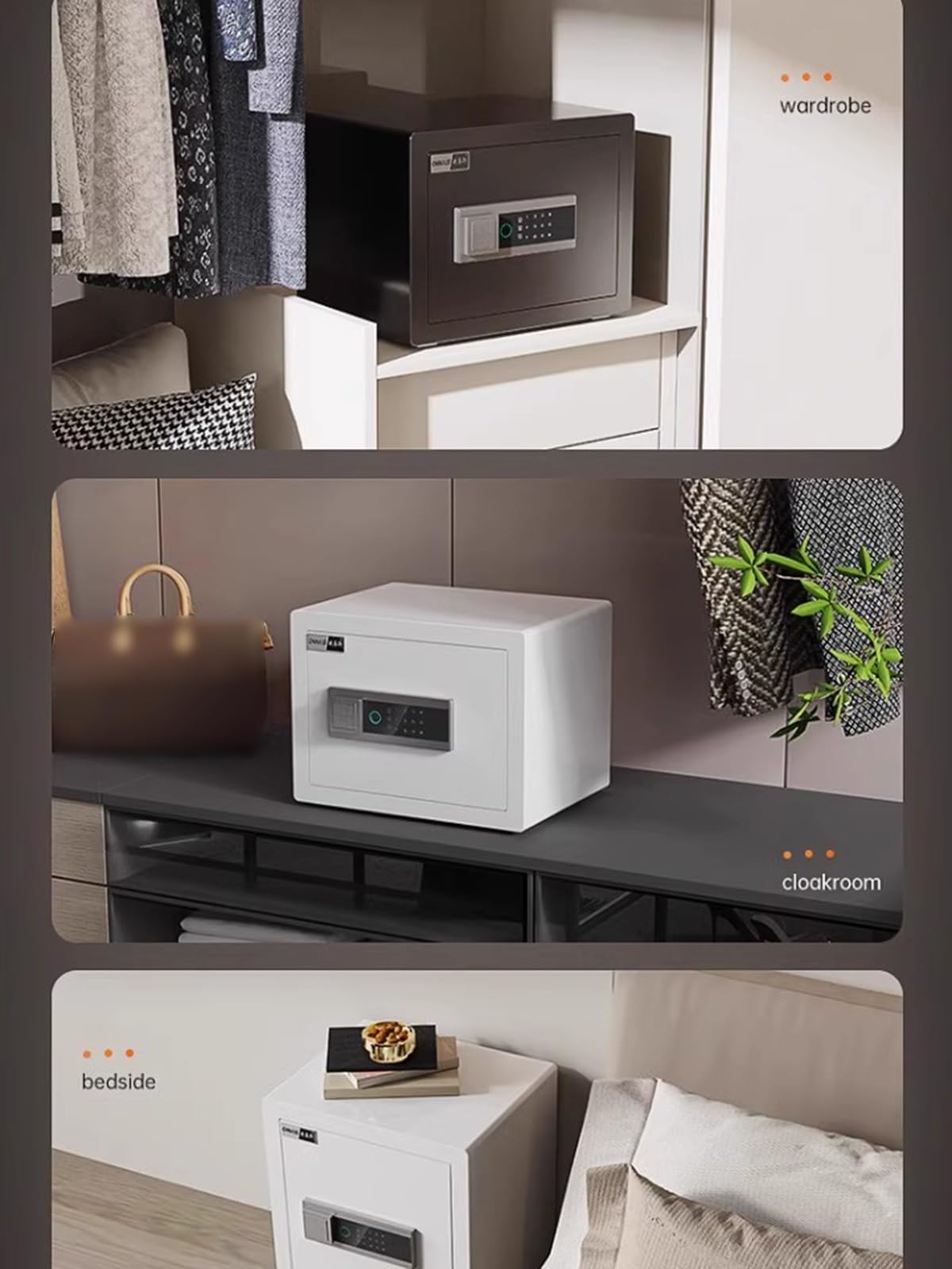 Cassaforte con Impronta Digitale E Password da 45 Cm Cassaforte Antiscasso Interamente in Acciaio per Studio O Camera da Letto Doppio Sistema di Allarme(Schwarz)
