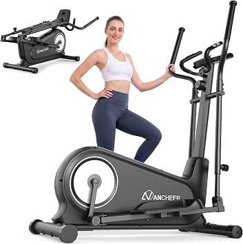 ANCHEER Elliptical Exercise Machine, Elliptical Trainer for Home Gym, Exercise Equipment 550Lbs Max Weight, Ultra-Silent Elliptical Machine, 16 Resistance Levels & Pulse Rate Grips
