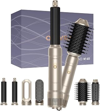 6 in ONE Blow Dryer Brush,Air Curling Iron Round Brush Blow Dryer 800W,Ionic Hair Dryer Brush for Women, Hot Air Brush Hair Styling Tools 100-120V