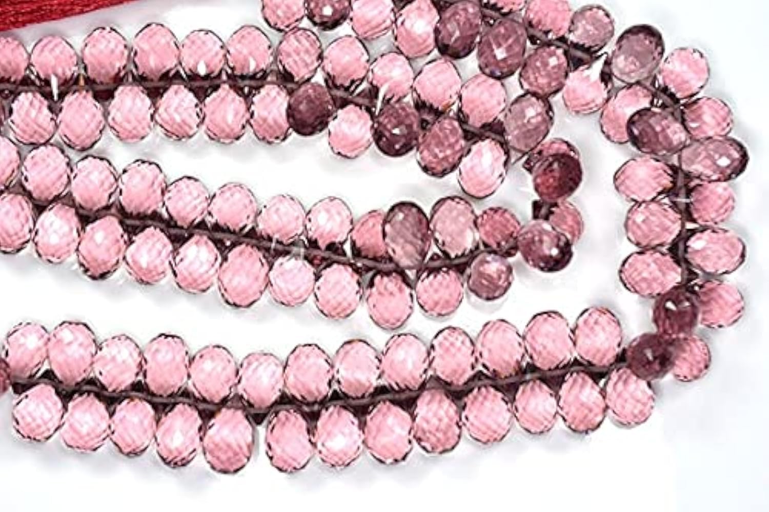 Perles rhodolite briolette 10-11mm quartz facetté fil de 4 pouces