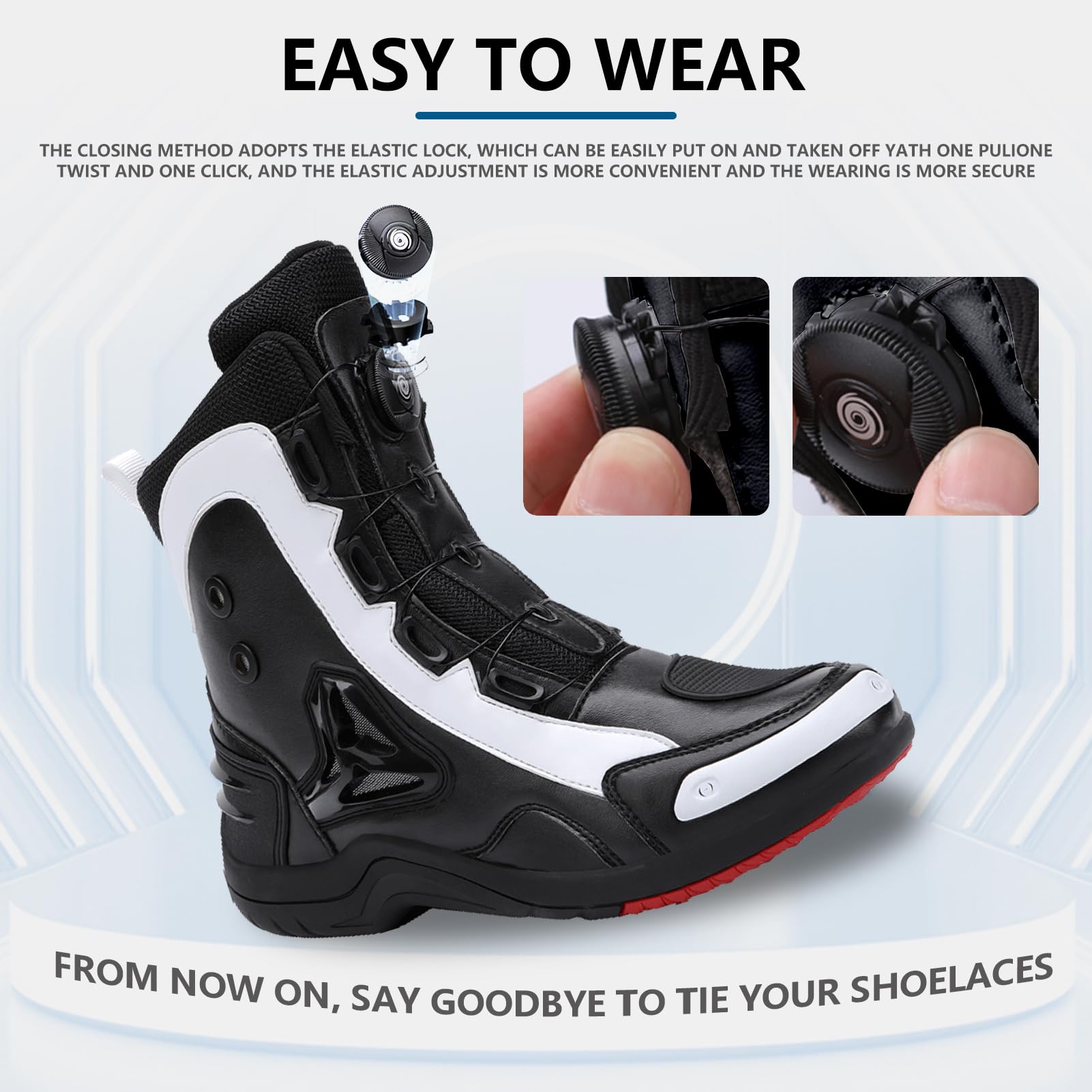 Scarpe Moto Uomo, Stivali Scarpe Moto Motocross Casual Strada Traspiranti Antiscivolo con Cerniera Laterale, Supporto per La Caviglia