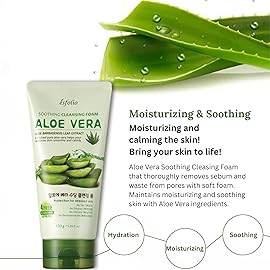 esfolio Aloe Vera Soothing Cleansing Foam - Gentle Hydrating Face Wash for Sensitive Skin, Moisturizing Facial Cleanser (5.29oz -150g)