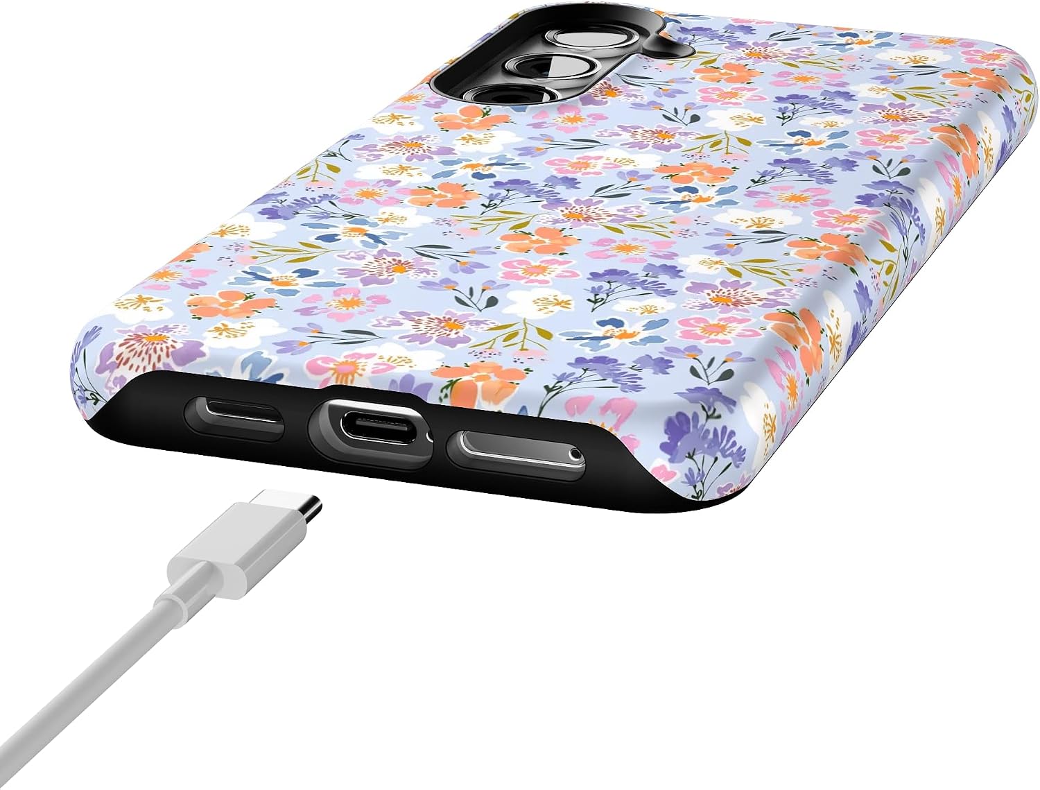 Casely Galaxy S24 Plus Case | Poppy Meadows | Pastel Floral | Essential Slim Dual-Layer Protective Design