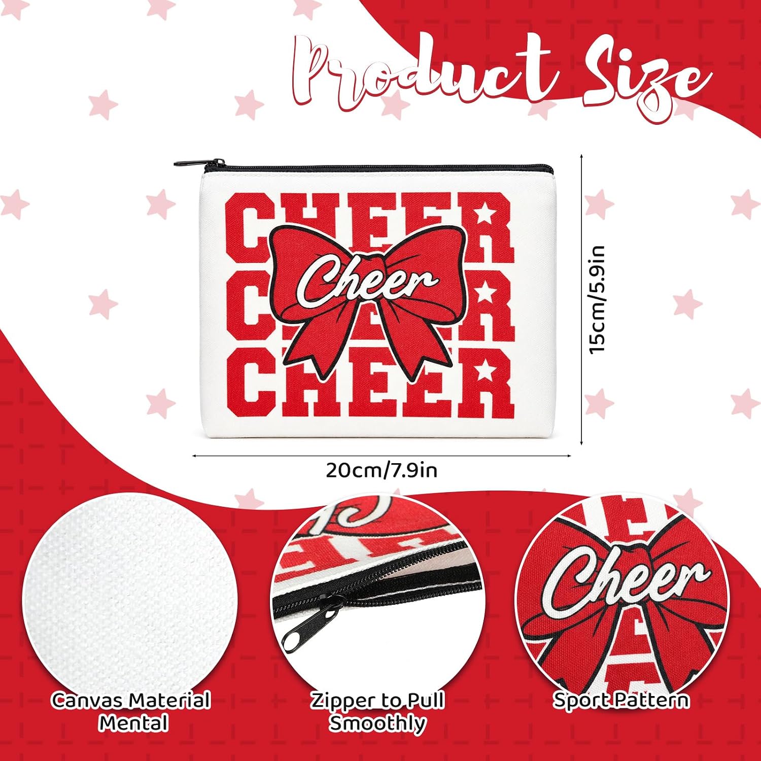 Kacctyen 12 Pcs Cheer Bag Bow Makeup Bags Gifts Bulk for Team, Red image 2