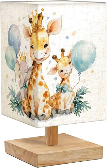 Table Lamp for Bedroom Watercolour Cute Giraffe Blue Balloon Baby Giraffe Character for Baby Modern Beside Lamp Home Decor Night Light for Nursery Office Dorm Living Room