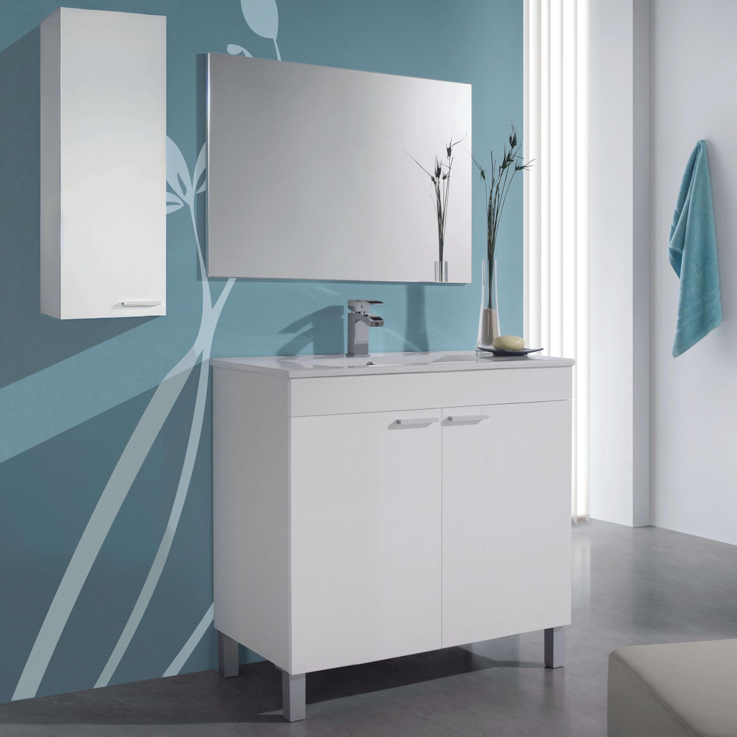 Columna de baño Koncept con 1 Puerta en Color Roble Canadian o Blanco Brillo 85x30x25 cm