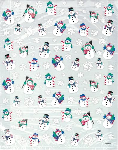 Miniatura 3 de Bolsas de celofán de plástico grandes de muñeco de nieve multicolor, 4 unidades, perfectas para golosinas, regalos y decoraciones navideñas