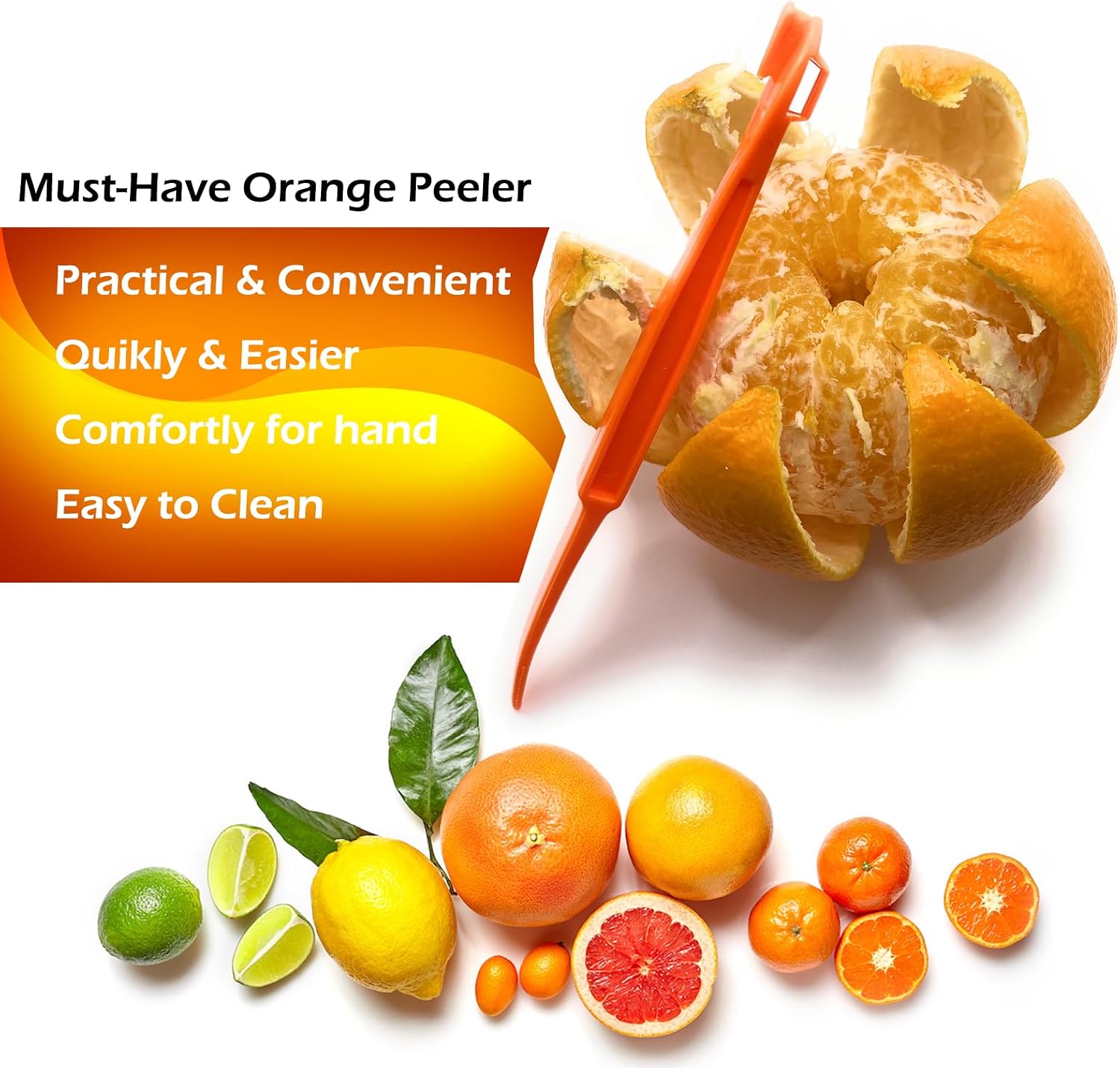 7 Orange Peeler Tools Plastic Citrus Fruit Peel Remover lemon Opener Cutter image 5