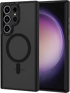 XTCASE Magnetic Case for Samsung Galaxy S24 Ultra, Compatible with Magsafe, Matt Translucent Mobile Phone Case for Samsung Galaxy S24 Ultra 5G, Scratch-Resistant PC Back + TPU Bumper, Black