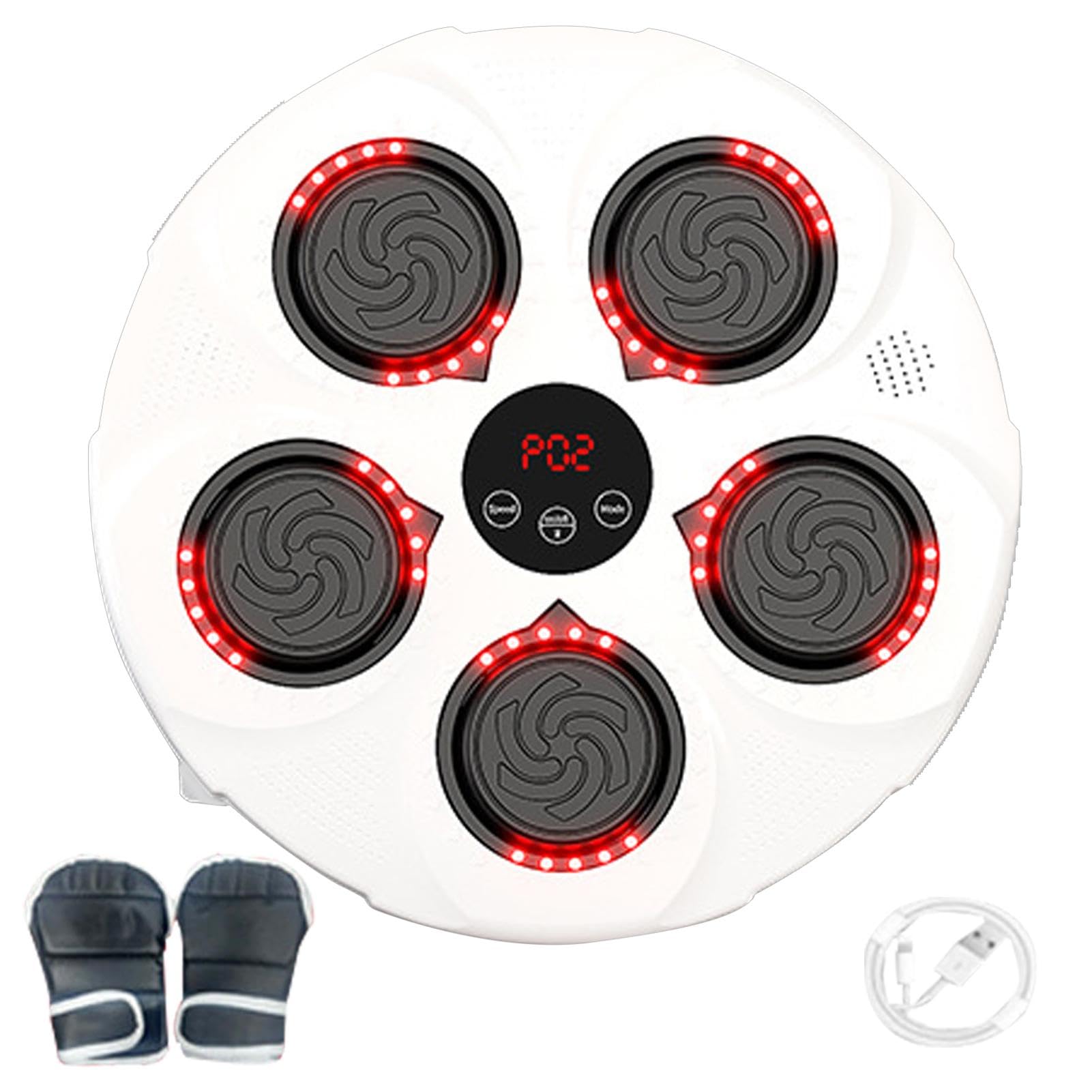 Macchina per allenamento boxer, guantoni da boxe, bersaglio musicale per boxe, macchina da boxe da parete, attrezzatura da boxe per allenamento agilità, tappetino da boxe da parete, 43 x 43 x 7,5 cm